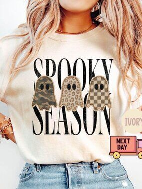 Spooky Season Shirt, Leopard Ghost Shirt, Camo Ghost Shirt